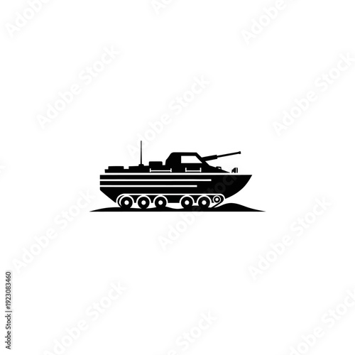 Black and White Silhouette of an Armored Personnel Carrier.