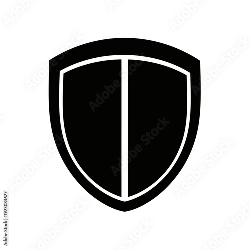 Black Shield Icon with White Outline.