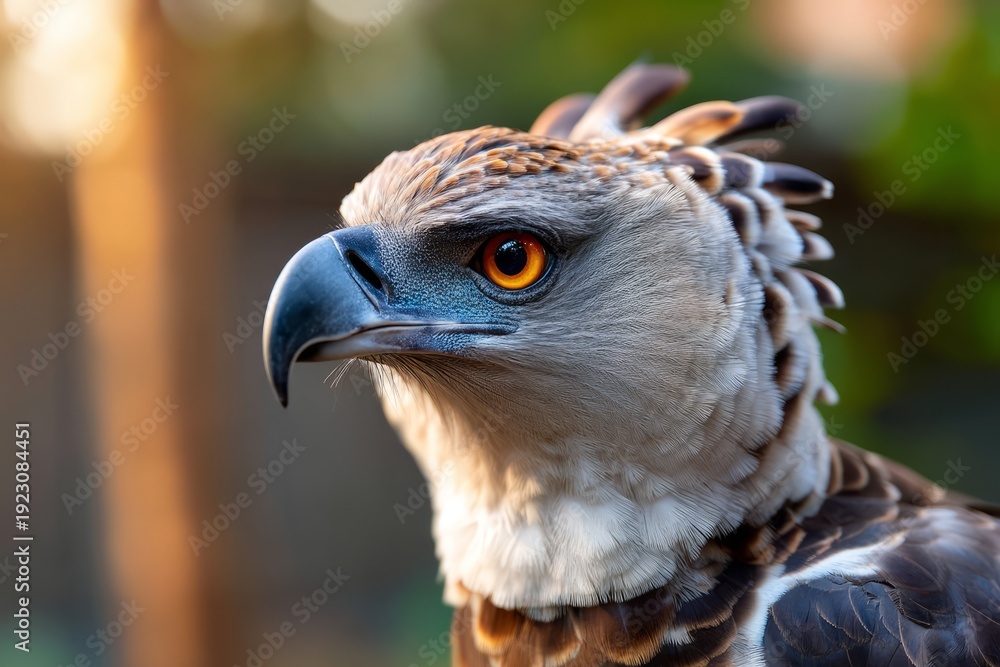 Fototapeta premium Closeup Shot of Exotic Harpy Eagle at Dawn with Soft Illumination