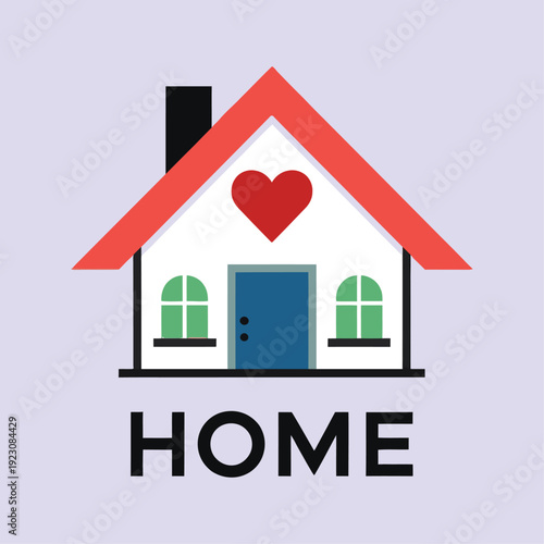 A simple home logo featuring a heart symbol.