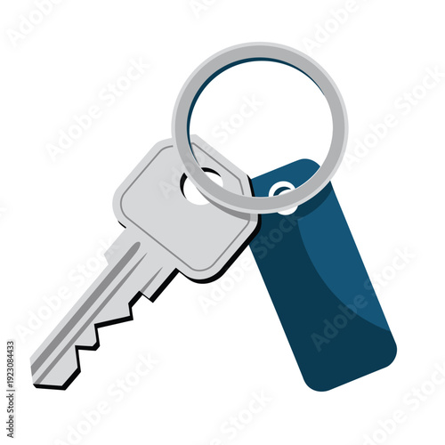 Professional vector illustration of a house keychain and key.
