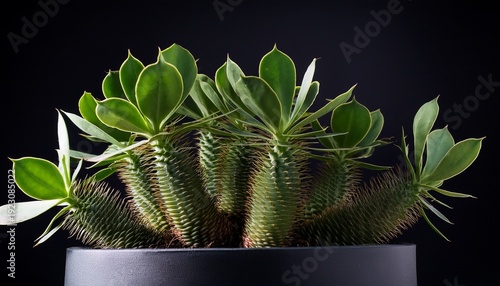 Euphorbia Succulent Plant Dark Background