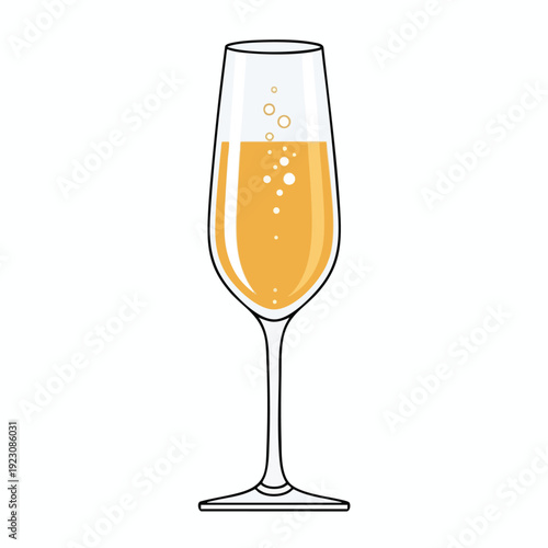 Illustration of a champagne flute with bubbly drink