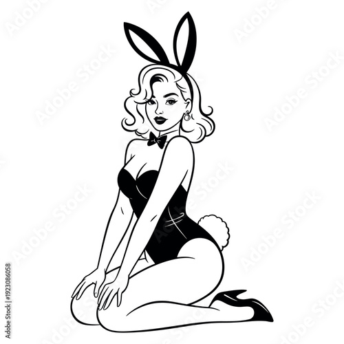 A cartoon illustration of a woman dressed as a bunny