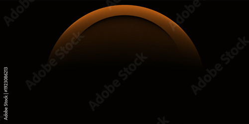 Planet eclipse, glowing flare on the horizon, sunrise over the globe. Crescent planet edge.