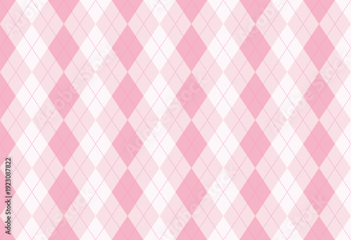 Argyle pattern seamless background in blush pink and soft rose for women’s fashion and kids clothing