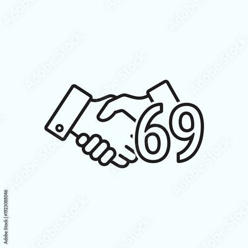 Handshake with number 69 icon.