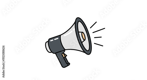 Cartoon megaphone illustration announcing or broadcasting on white background