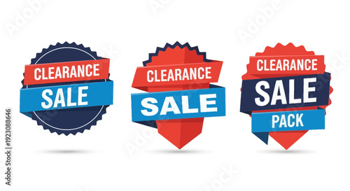 Clearance sale badges set promotional discount labels for advertising