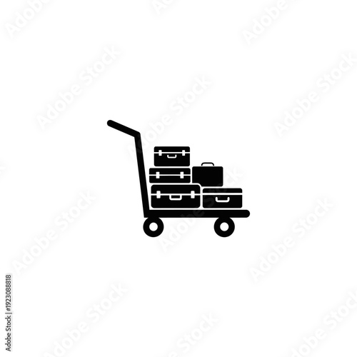 Luggage cart with stacked suitcases icon.