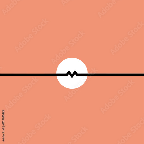 Minimalist electrical resistor symbol on a peach background.