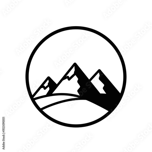 Minimalist Mountain Range Icon.