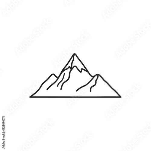 Minimalist mountain range line art illustration.