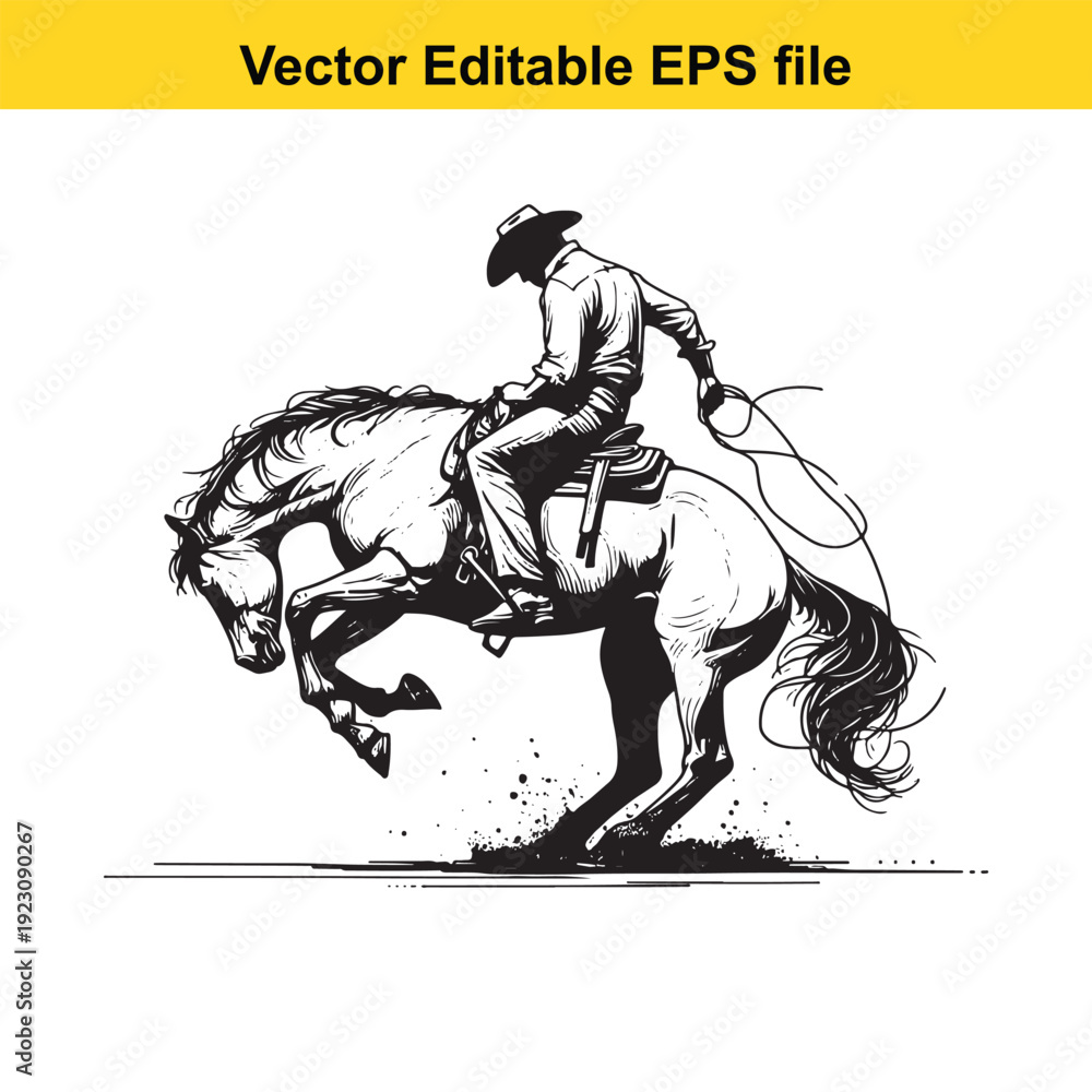 custom made wallpaper toronto digitalCowboy Riding Bucking Horse Vector Illustration