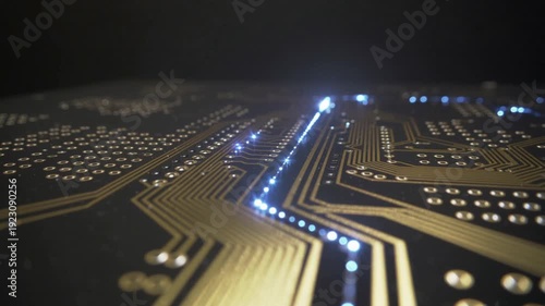 Advanced Microchip with Glowing Circuit Pathways