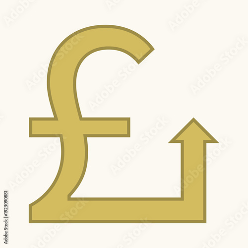 Gold British Pound Upward Arrow Icon