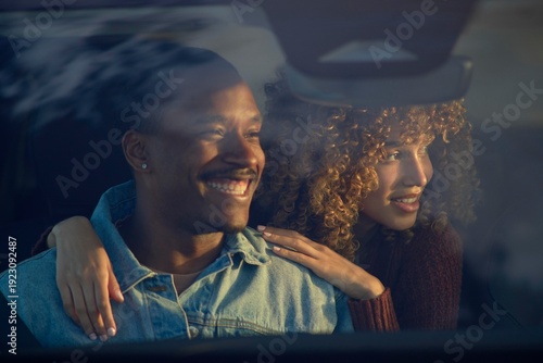 Joyful Couple Enjoying a Moment Together in a Car