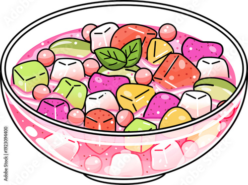 fruit salad in a glass bowl