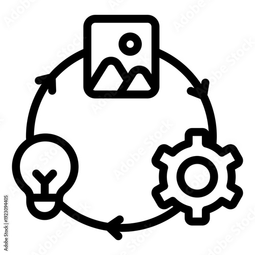 creative process outline icon. idea cycle flow. innovation method. business design