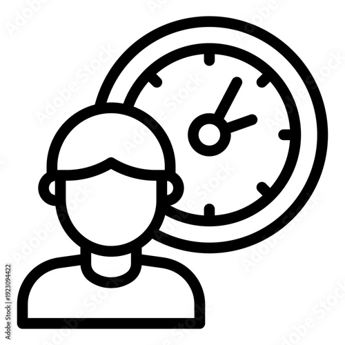 work time outline icon. employee clock focus. productivity schedule. office management