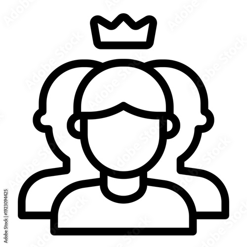 leader outline icon. crown authority role. team guidance. business leadership