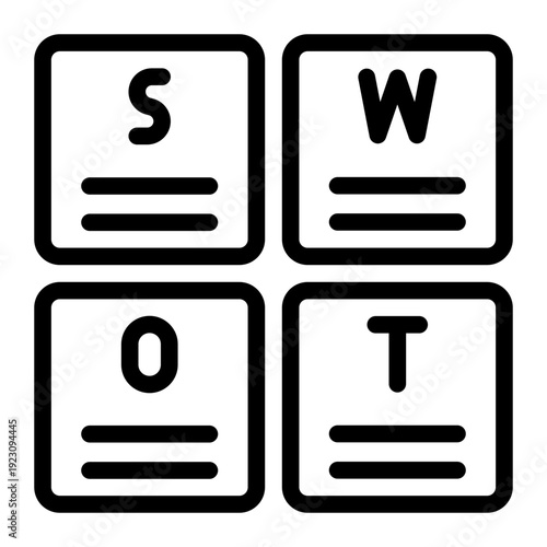 swot grid outline icon. strength weakness chart. strategic evaluation. business analysis