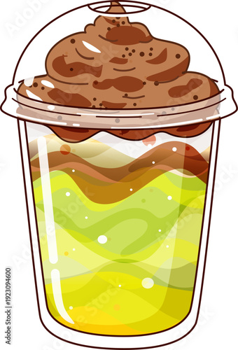 Takeaway Alpukat Kocok Mashed Avocado with Chocolate Ice Cream in Plastic Cup