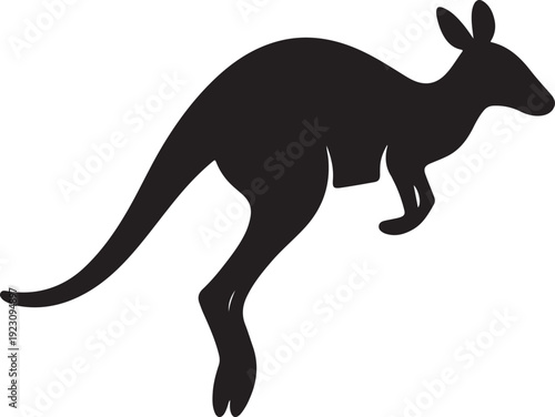 Black silhouette of a jumping kangaroo isolated on white
