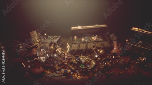 Canvas-taulu A hidden treasure trove reveals a dazzling array of golden artifacts and ancient relics