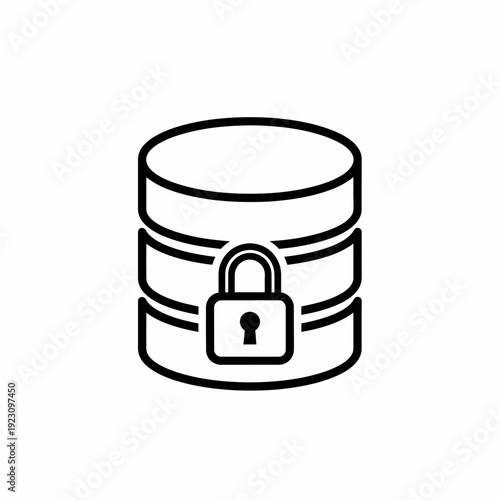 Secured Data Icon: Illustrating data protection with a padlock overlaid on a database icon