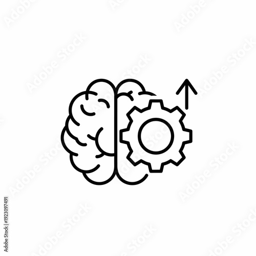 A conceptual depiction of the human brain with a gear, symbolizing innovation and cognitive function