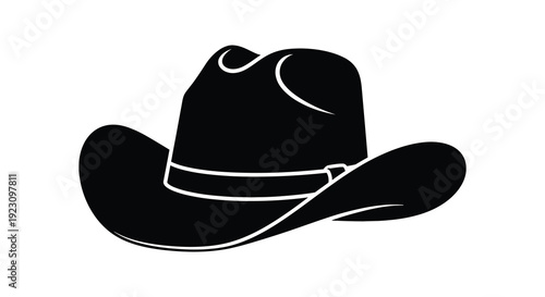 A striking black silhouette of a classic cowboy hat showcasing western style and tradition silhouette high quality professional detailed modern elegant