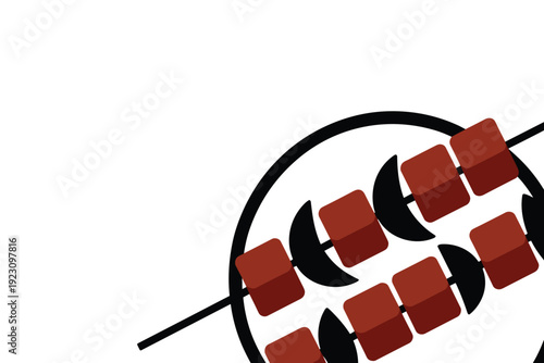 Modern graphic design of kebab skewers in a circle