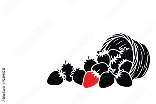 Vibrant strawberries spilling out of a basket