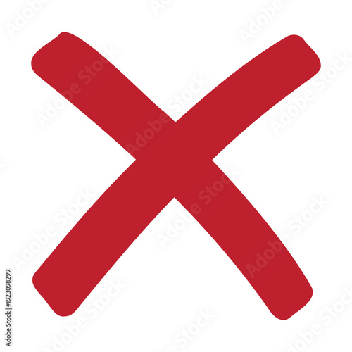 Red Cross Mark Icon – Rejection, Error and Cancel Symbol for UI Design, Form Validation, Warning Messages, Quality Control and Minimal Graphic Use
