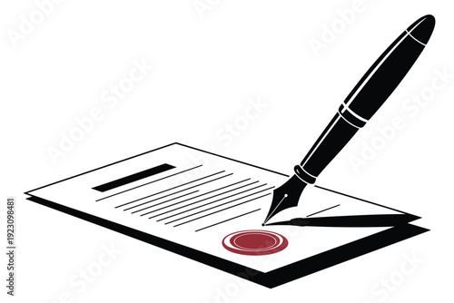 Signing important document with fountain pen