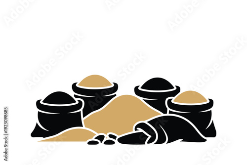 Sand pouring from money bags in dynamic graphic illustration