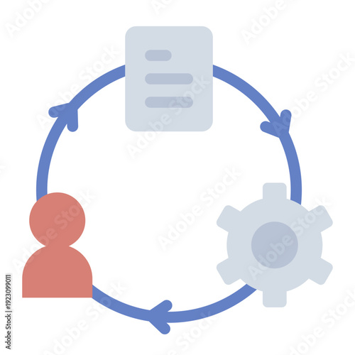work process flat icon. circular task flow. system routine. business method