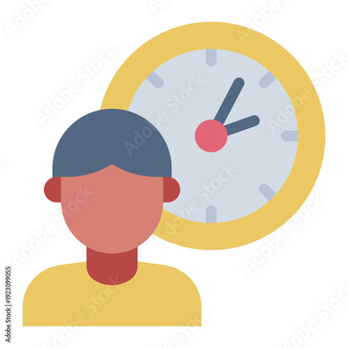 work time flat icon. employee clock focus. productivity schedule. office management