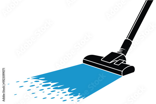 Modern vacuum cleaner in action with blue light effect