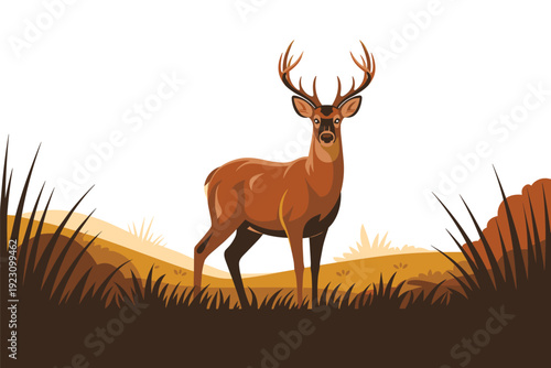 Majestic deer with impressive antlers standing in natural habitat