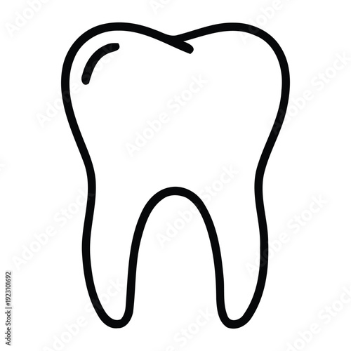Simple line drawing of a single human tooth icon outline