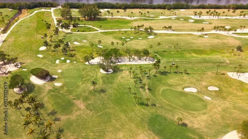 Aerial video golf course. Gulf Stream Golf Club Delray Beach Florida