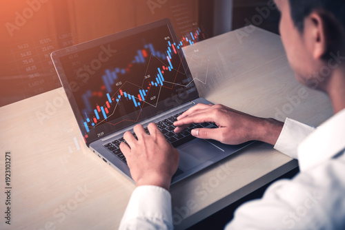 Photos Candlestick chart visualizing financial market trends, investment patterns, pric