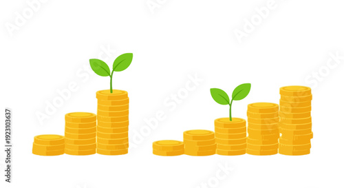 Illustration of growing money with plants, representing financial growth and investment.