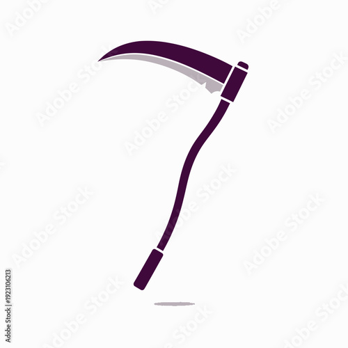 Illustration of a pickaxe with a curved blade and handle.