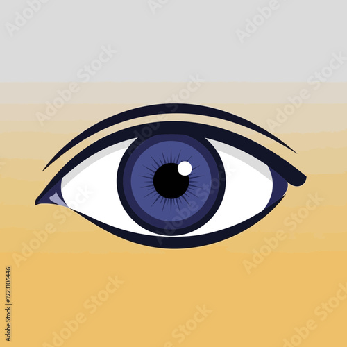 Close-up illustration of a human eye with detailed iris and eyelashes.