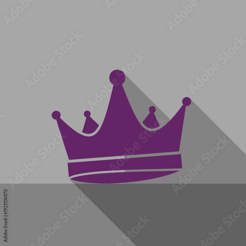 Purple crown icon with shadow on gray background.