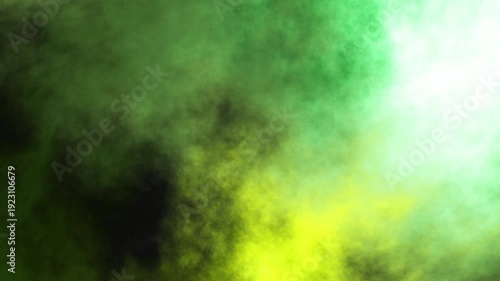 green fog or smoke on black background.