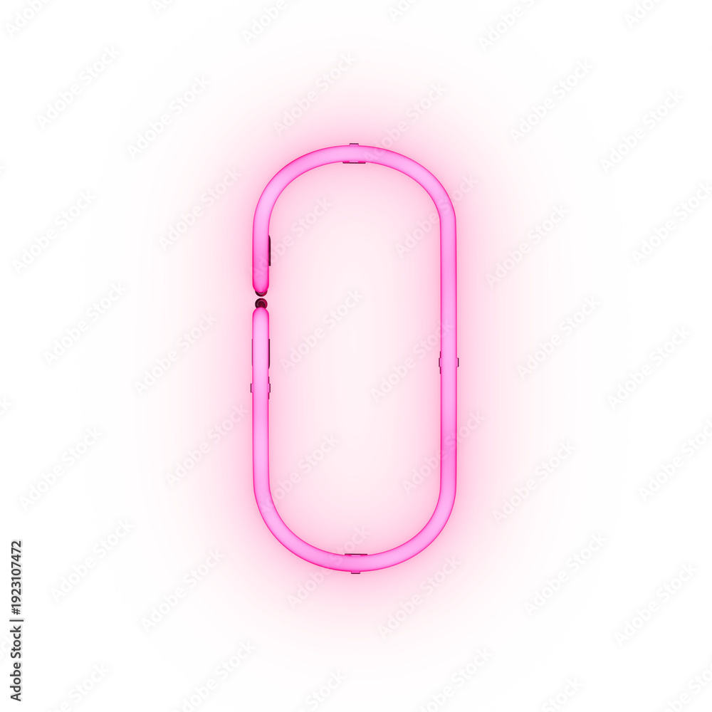 Fototapeta premium Pink Neon Glowing Letter O On Transparent Background
